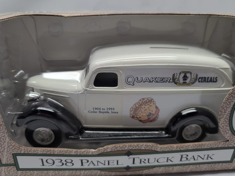 ERTL Quaker Cereals 1938 Chevy Panel Truck 1/25 Die Cast Coin Bank NIB  - Image 3 of 4