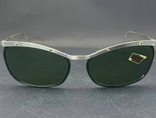 Vintage French Sunglasses Green Filter Lenses Silver Metal Frame Made In France
