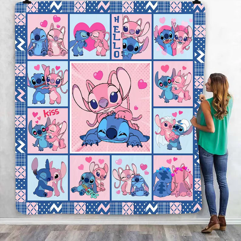 Personalized Angel Blanket With Name Stitch, LiLo Blanket  Valentine's Day