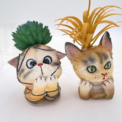 Bradford Exchange Kayomi Harai Noodles Cleo Cat Planter Figurine Pair