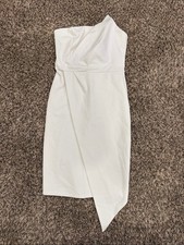 Lulus White One Shoulder Asymmetric Midi Dress Size XS