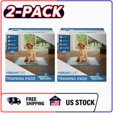 2 Pack Vibrant Life Dog Puppy Training Pee Pads Super Absorbent L 22x22 200 Ct