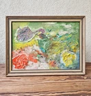 Vintage Abstract Painting "Fantasy" signed by Swedish artist, dated 1970
