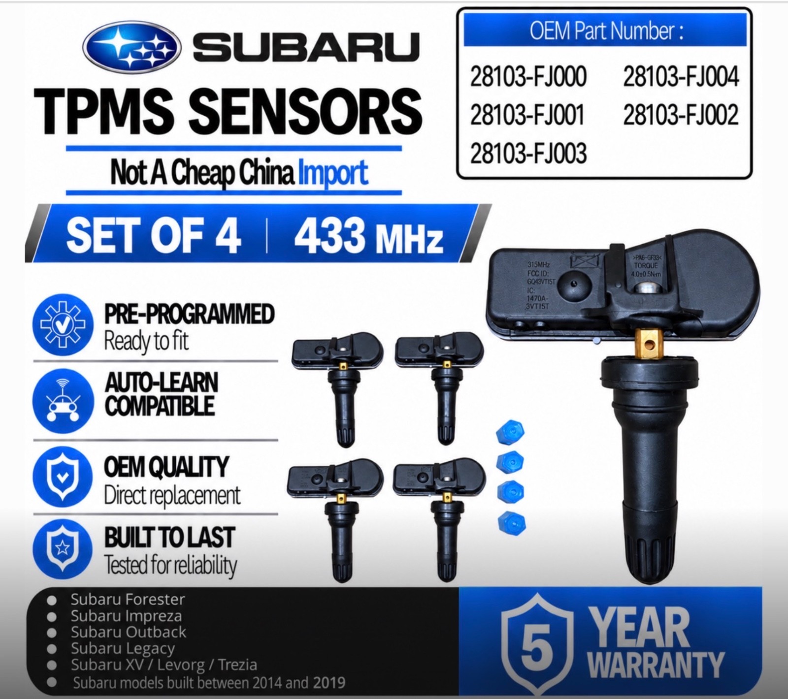 4X Suzuki TPMS Tyre Pressure Sensors Grand Vitara: June 2014 onwards 43139-61M00 - Image 20