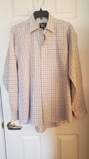 Vintage Burberrys Mens Button Shirt Medium Long Sleeve Off White Check Print