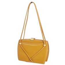 Max Mara Leather Shoulder Bag Brown Gold Hard...