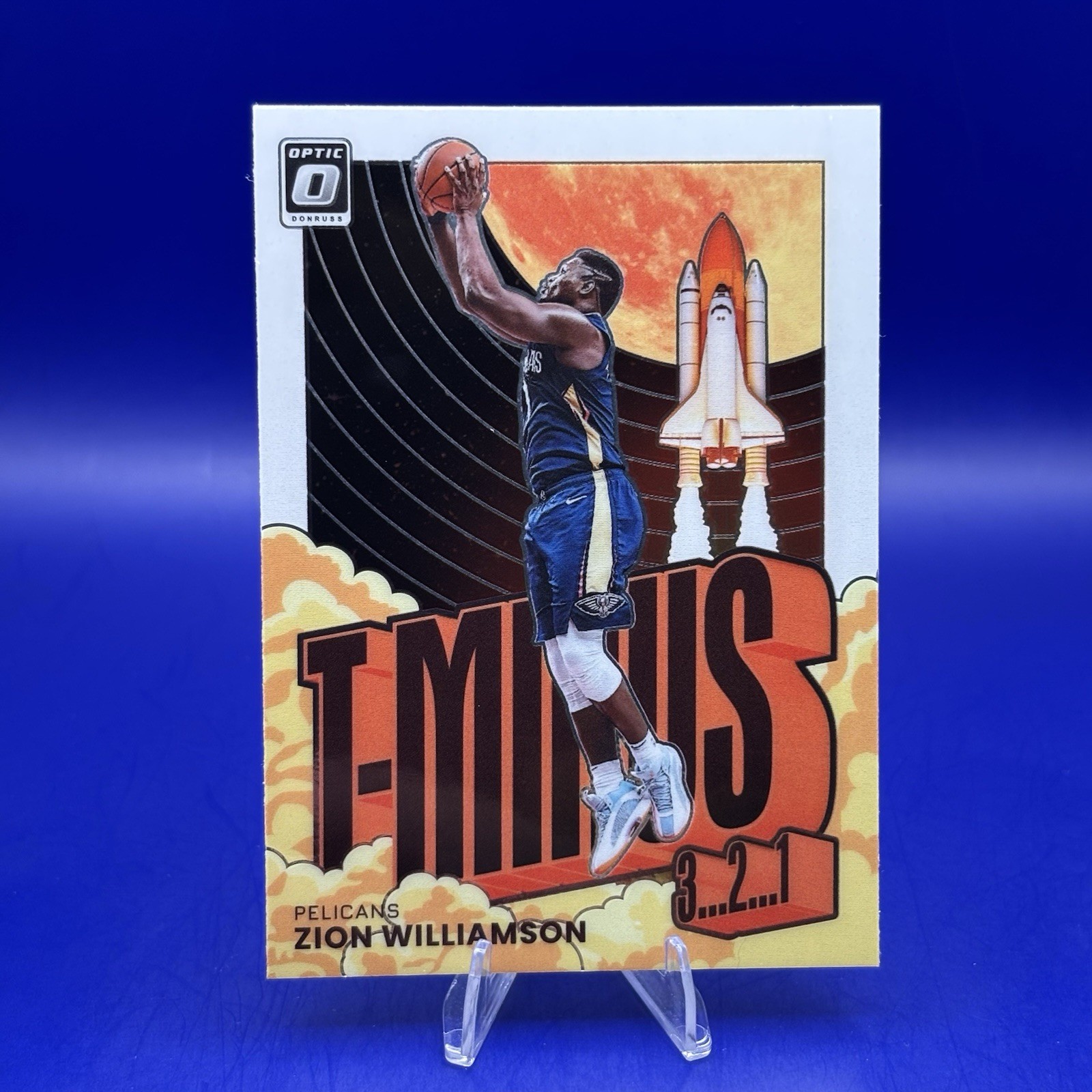 Zion Williamson #1 Basketball Cards 2021 Panini Donruss Optic T Minus 3 2 1 trading card — raw and PSA graded price guide