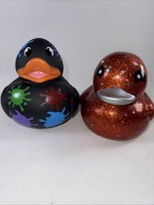 Jeep Ducks Large Rubber Ducks Red With Stars ..And Black Paint Splatter