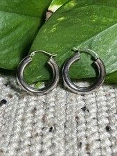 Vintage Sterling Silver 925 Thick Hoop Earrings