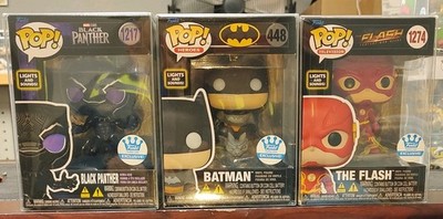 Funko Pop Light and sound Batman 448 Black Panther 1217 Flash 1274 w/protector 