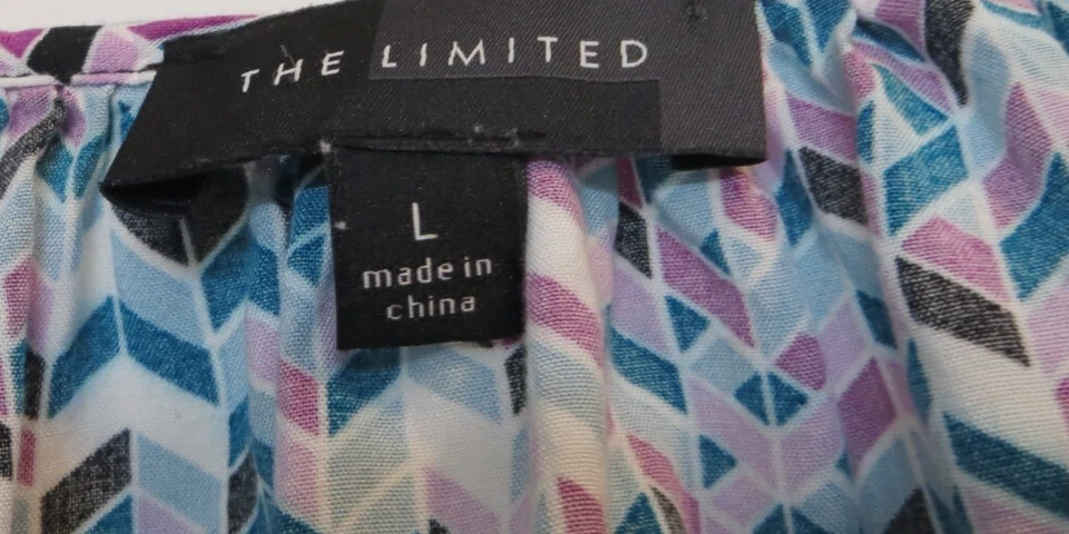 Camiseta The Limited Feminina Grande Roxa Azul Multicolorida Pulôver Geométrico Leve - Imagem 3 de 4