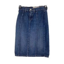 Y2K Gap Women s Blue Denim Pencil Skirt Knee Length Slit Button Size 2 Regular