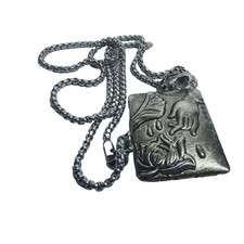 China Old Tibetan Silver pendantnecklace carved with scriptures from Heart Sutra