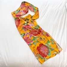 Farm Rio for Anthropologie One Shoulder Cutout Floral Tropical Midi Dress S