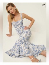 Reformation Irisa Larkspur Blue Floral Midi/Maxi Dress Sz 2