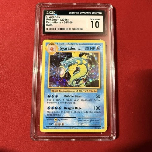 Pokémon Gyarados Holo 34/108 XY Evolutions - CGC 10 Gem Mint