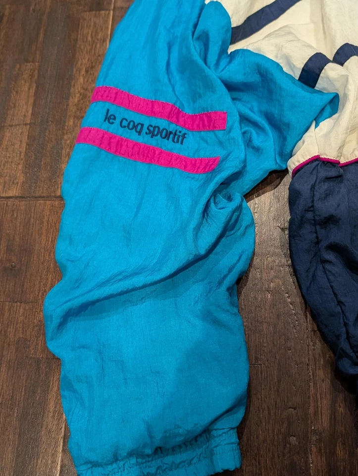Chaqueta cortavientos vintage Le Coq Sportif para hombre grande de nailon bloques de colores años 90 Foto 2 de 4