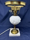 VINTAGE Fenton Art Glass White Milk Glass Poppy Student Lamp Base BASE ONLY!
