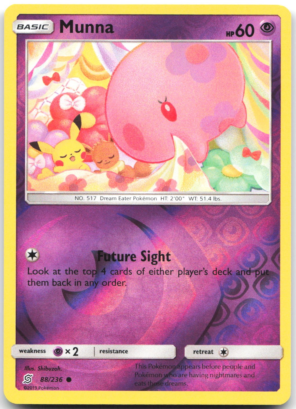 Munna 88/236 Common Unified Minds Pokemon Reverse Holo Near Mint