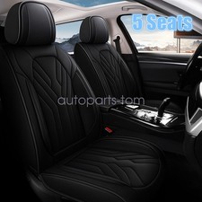 For Toyota Tacoma 5-sits Front Rear Faux Leather Seat Cover Protector Black
