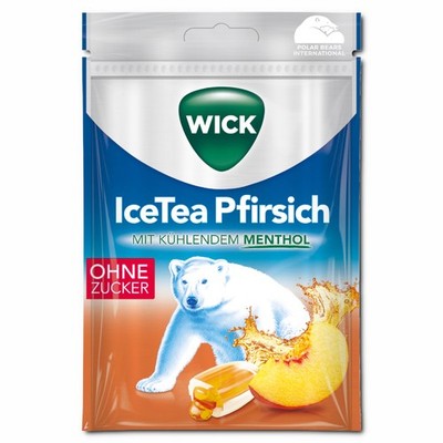 (22,92 /1kg) Wick IceTea Pfirsich ohne Zucker, Halsbonbon, 72g Beutel