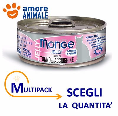 Multipack Monge Cat Jelly - Stück Thunfisch Mit Acciughine 80 Gramm - für Katzen