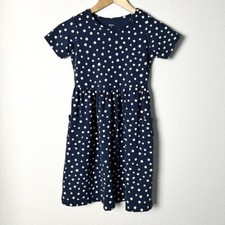 Quince Organic Cotton Dress Girls Size 12 Navy Polka Dot Classic Preppy School