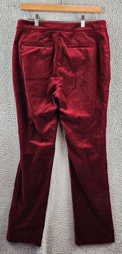 Lauren Ralph Lauren Stretch Velvet Straight-Leg Pants Women's 6 Red Zip Closure - Picture 12 of 14