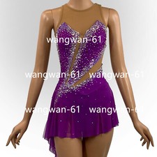079 Girls lce Figure Skating Dress for Competition Rhinestone Spandex Dress