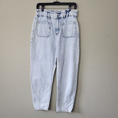 Zara Womens Blue Cotton Acid Wash Regular Fit Denim Tapered Leg Jeans Size 