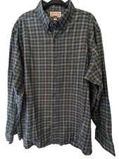 Duluth Trading Co Mens Button Down Dress Shirt Plaid Green Wool Blend XL L/S Top