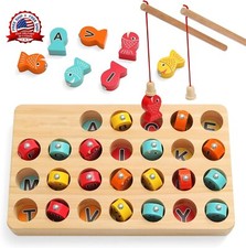 Juego de pesca magn tico de madera, juguete de motricidad fina con clasificaci n