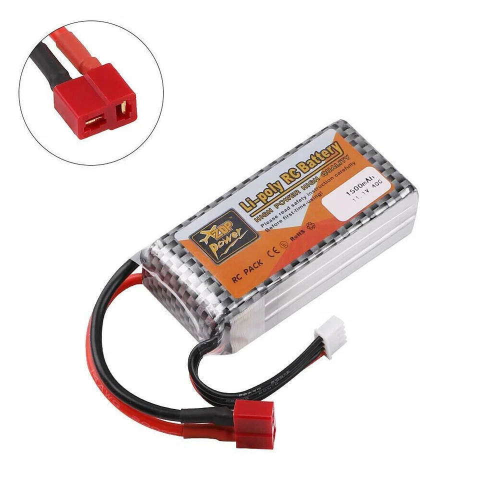 2x 11.1V 3S 1500mAh LiPo Battery 40C Deans T Plug for RC Car Airplane Helicopter - Image 3 of 4