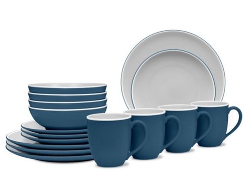 NORITAKE ColorTrio 11" Dinner Coupe Plates Blue - G003 (SET OF 4) NEW w/TAGS - Picture 2 of 13