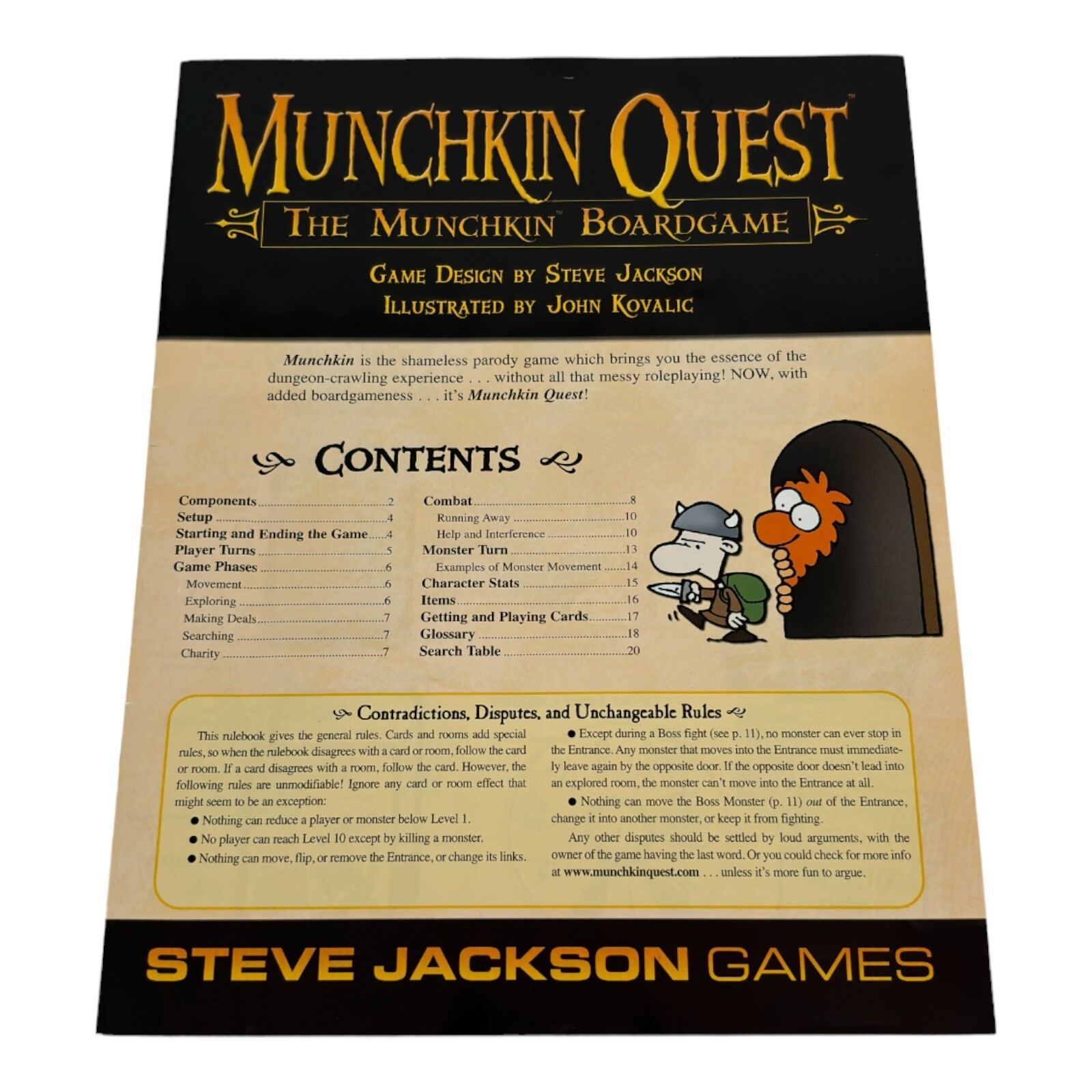 Replacement Instruction Manual Rule Book Munchkin Quest Board Game Steve Jackson