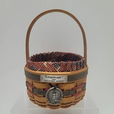 Vtg Longaberger 1997 Inaugural Basket, Flag Liner, Protector, Tie-on, Patriotic