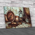 Vintage World Atlas Compass Antique Map For Canvas Print Large Picture Wall Art
