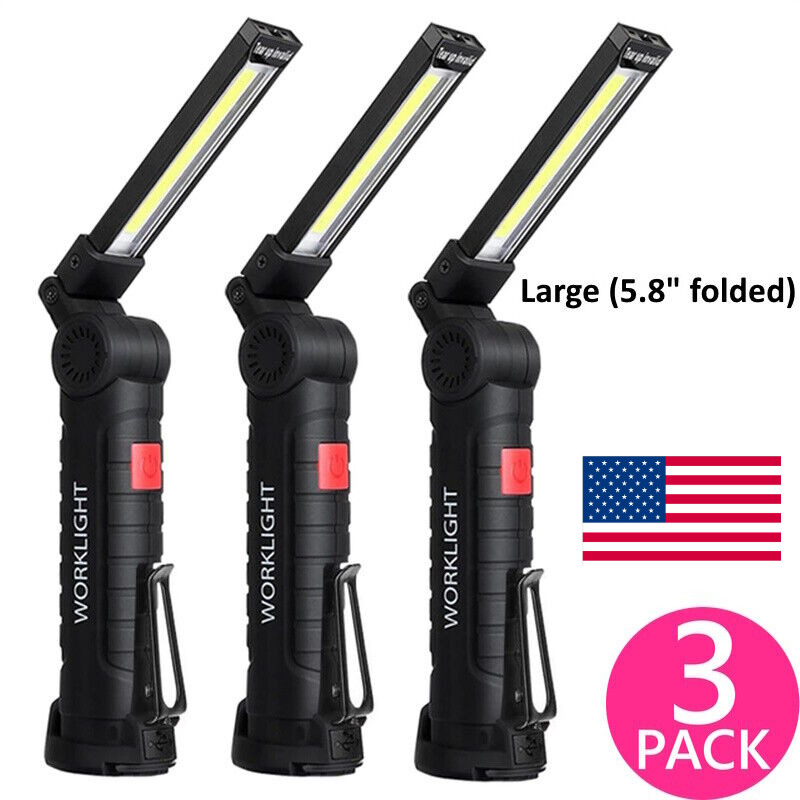 20w 47 led cob flashlight work light rechargeable 2Pack Lights, USB with Magnetic Base 360Rotate and 5 Modes, Folding Inspection Mechanic Light for Car Repairing, Workshop, Household and Emergency Use,Large degree swivel design that provides multi COMBO POCKET LIGHT KIT