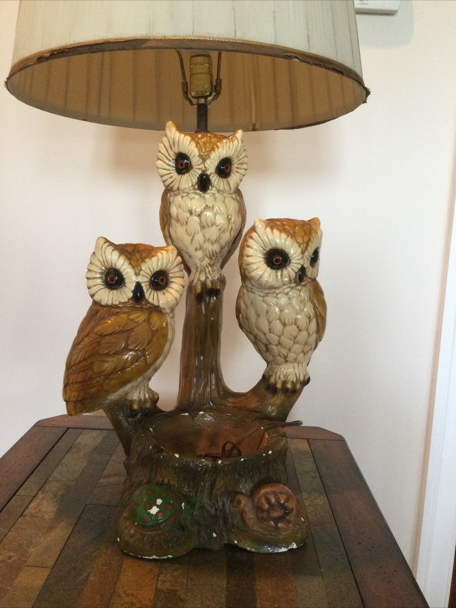 Vintage Owl Table Lamps~38” tall ~ 27 Pounds! ~Chalkware Vintage Owl Table Lamps~38” tall ~ 27 Pounds! ~Chalkware