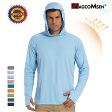 UPF50 Mens Sun Block Hoodie Long Sleeve Skin Protection Sun Shirts Fishing Tops