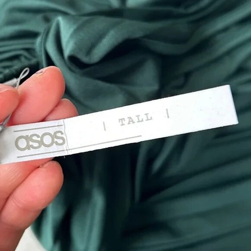 ASOS Tall Halter Pleated Waisted Maxi Dress Dark Green Size 4 Formal - Picture 6 of 7