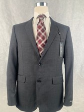 Kenneth Cole Men's 2-Piece Suit 40S Gray Slim Fit Jacket Pants 34W 35L