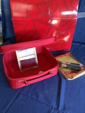 Est e Lauder Travel Case Red w/Sm Gold Cosmetic Case w/Mirror and Brushes NEW/BX