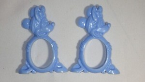 Vintage Plastic Disney WDP Mickey Mouse's Minnie Mouse Blue Napkin Ring Holders