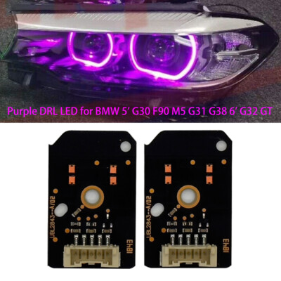 ドラム缶LEDライト内臓No.5 2x Purple DRL LED boards Angel Eye For BMW 5 Series G30 F90 M5 G31