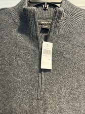 THE MENS STORE Men's 1/4 Zip Cashmere Sweater S Small Charcoal Heather
