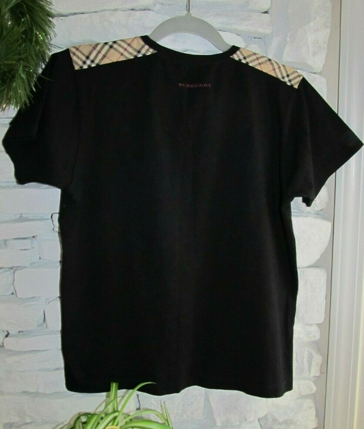 Burberry London women T shirt, Small Nova,Black&Plaid print, pre 