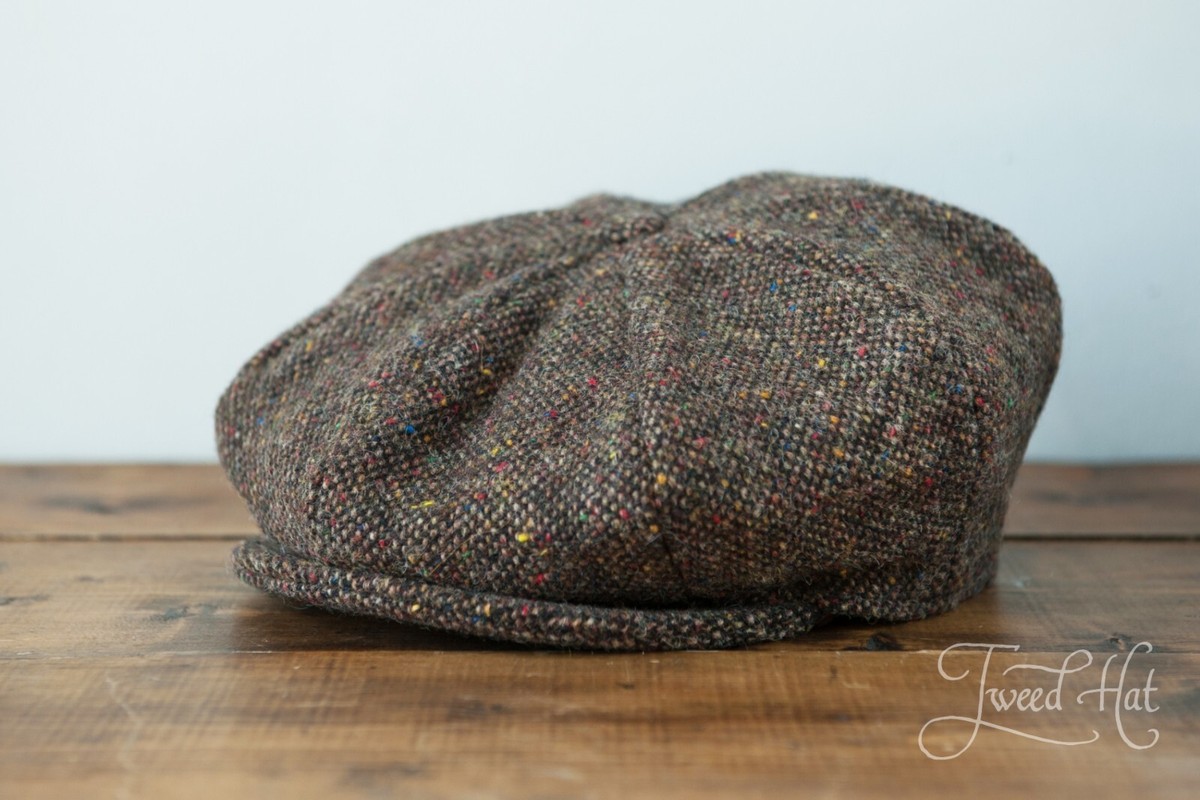 Hanna Hats Newsboy Cap Famous Donegal Wool Tweed 8 Piece Hat Made