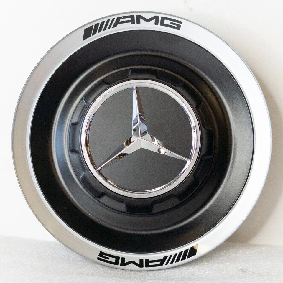 Tapacubos de rueda negra opaca Mercedes Benz GT63 S63 SL63 GLS63 E63 AMG Foto 2 de 4