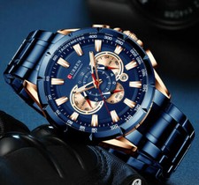 CURREN Men Full Steel Watches Military Army Chronograph Date Quartz Wrist Watch